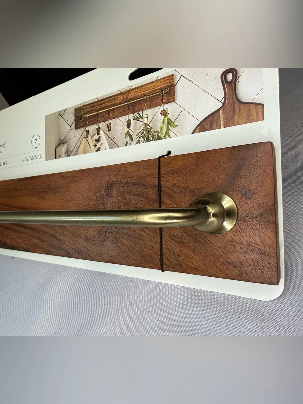 Hearth & Hand Brass & Wood Rail with Rail Clips 15” - NWT